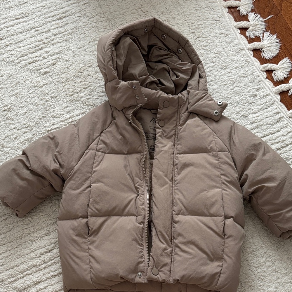 ZARA Kids Tan Puffer Jacket